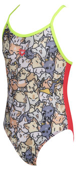 Arena Kitties Kids Girl One Piece multi-fluo-red-s.green 4-5Y