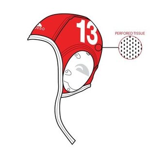 Turbo Waterpolo Cap keeper rood nummer 1 New Gen (luchtdoorlatend gaas stof)