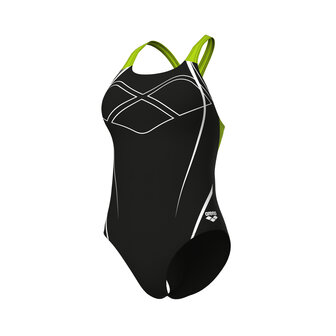 Arena W Graphic Swim Pro Back black-artic lime 42