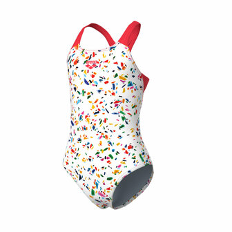 Arena G Confetti Swimsuit Swim Pro Back white-bright coral 10-11