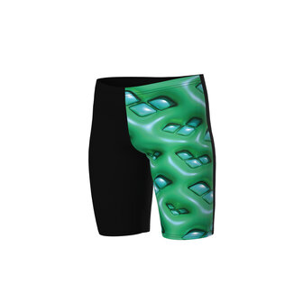 Arena B Logo Graphic Swim Jammer black-soft green multi 10-11