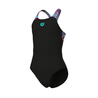 Arena G Ondulation Swimsuit V Back black-multi violet 14-15