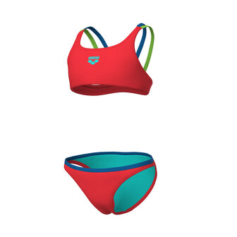 Arena G Two Pieces Swimsuit Solid fluo red-blue-soft green 6-7