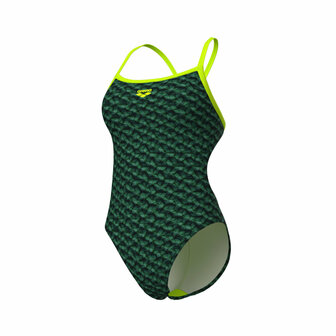 Arena W Monogram Swimsuit Challenge Back dark sage-articlime 38