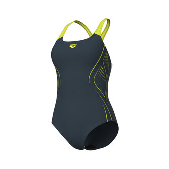 Arena W Reflecting Swimsuit Swim Pro Back asphalt-soft green 38