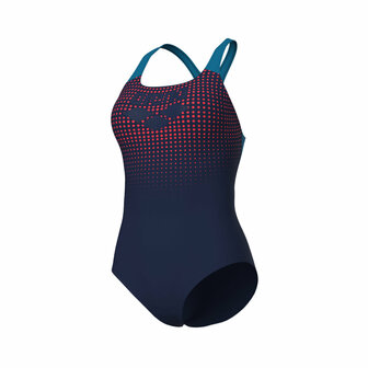 Arena W Foggy Dots Swimsuit Swim Pro Back navy-blue cosmo 38