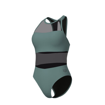 Arena W Mesh Panels Swimsuit Vent Back sage 36