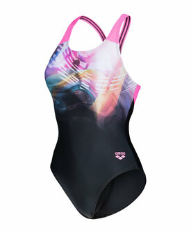 Arena W Dreaming Swimsuit V Back black/shocking-pink 38