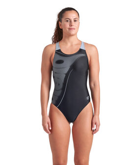 Arena W Bright Glare Swimsuit V Back black-sea foam 48 full