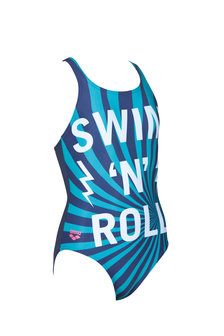 Arena G Swim/Roll Jr One Piece V Back navy-persiangreen 14-15