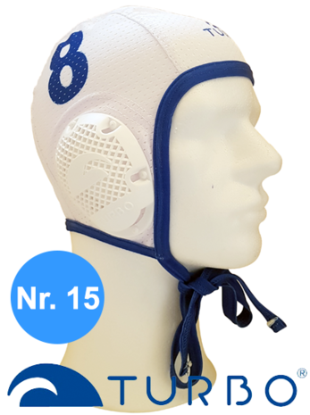 Turbo waterpolocap New Generation wit nr. 15