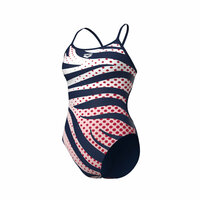 Arena W Multi Stripes Swimsuit Lace Back navy-white-red 38