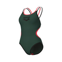 Arena W One Double Cross Back One Piece sage-black-fluo red 32